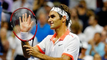 Federer celebra la victoria ante Gasquet en el US Open