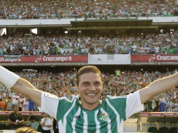 Joaquín, durante su presentación con el Betis