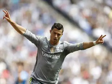 Cristiano Ronaldo celebra uno de sus goles al Espanyol Cristiano Ronaldo celebra uno de sus goles al Espanyol