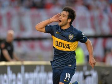 Nicolás Lodeiro celebra el gol de la victoria