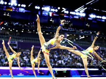 El equipo español de gimnasia rítmica El equipo español de gimnasia rítmica