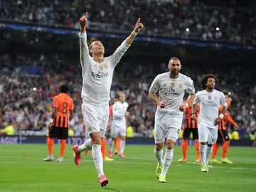 Cristiano Ronaldo celebrando su primer gol Cristiano Ronaldo celebrando su primer gol