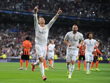 Cristiano Ronaldo celebrando su primer gol Cristiano Ronaldo celebrando su primer gol