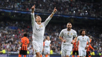 Cristiano Ronaldo celebrando su primer gol
