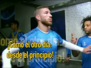 La arenga de Ramos en el túnel de vestuarios La arenga de Ramos en el túnel de vestuarios