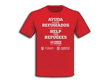 Camiseta solidaria que se lució en el Atlético - Barcelona Camiseta solidaria que se lució en el Atlético - Barcelona