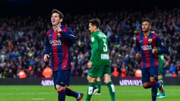 Messi celebra un gol frente al Levante