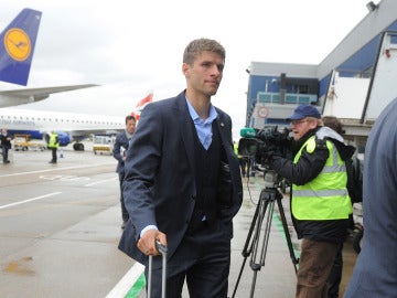 Thomas Müller, en un aeropuerto