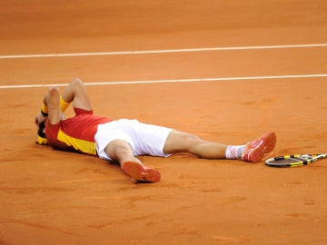 Rafa Nadal, durante un encuentro de la Copa Davis