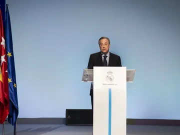 Florentino Pérez, durante la asamblea de socios Florentino Pérez, durante la asamblea de socios