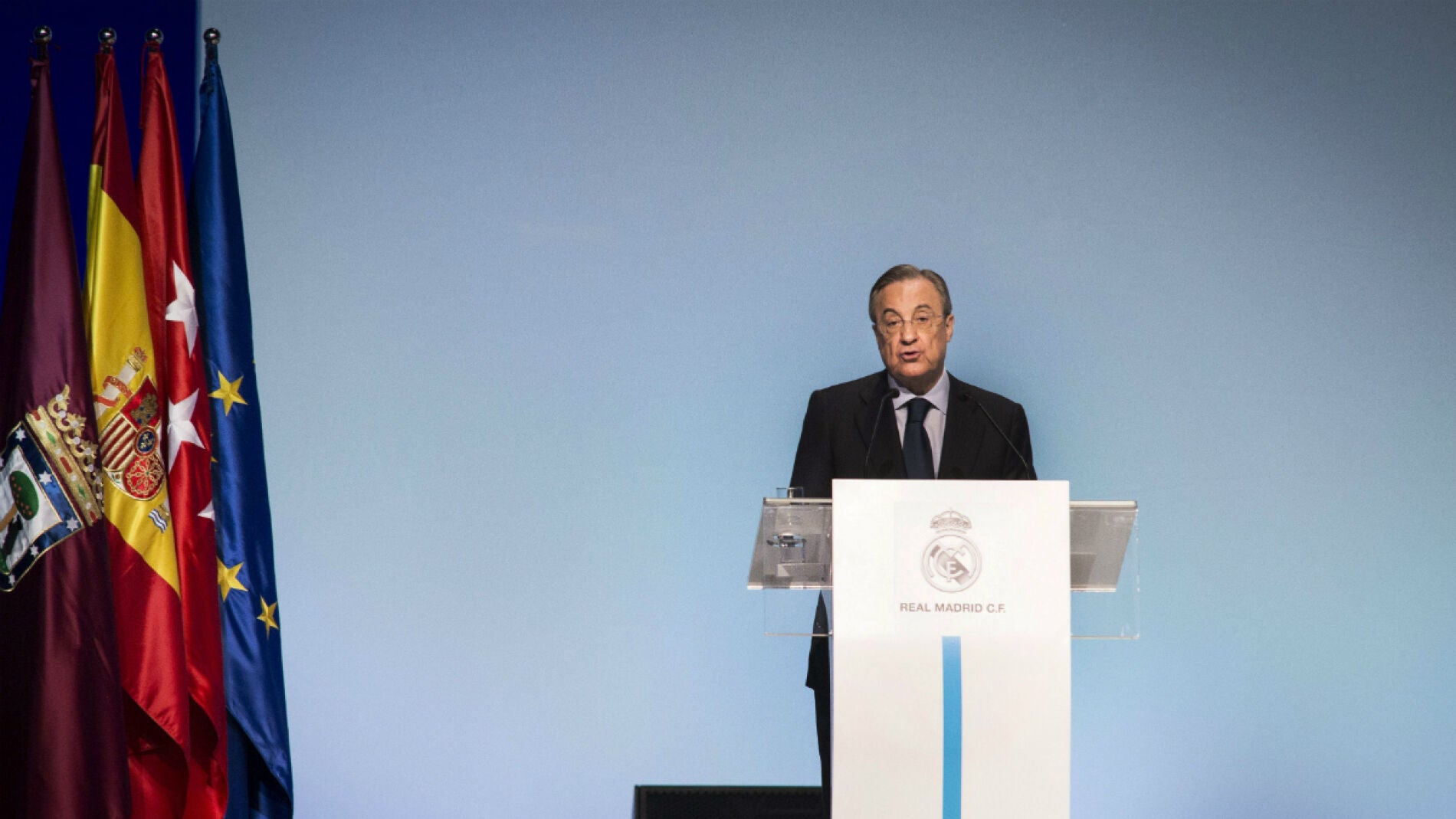Florentino P&eacute;rez, durante la asamblea de socios