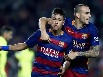 Neymar celebra su gol contra el Levante Neymar celebra su gol contra el Levante