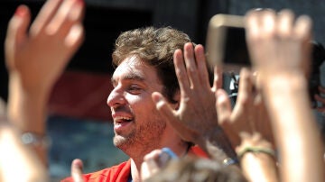 Pau Gasol, durante la celebración con España del Eurobasket