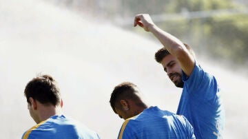 Piqué, en un entrenamiento del FC Barcelona