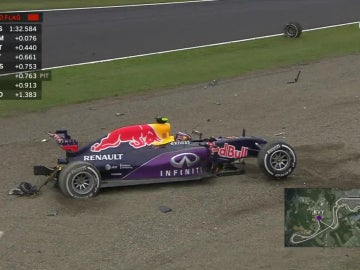 El Red Bull de Kvyat, tras su accidente