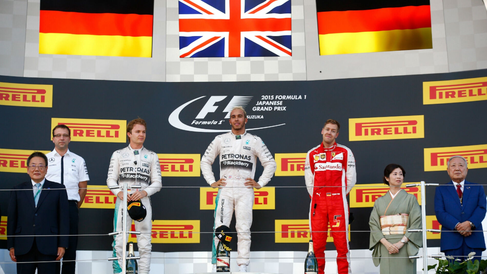 El podio del GP de Jap&oacute;n 2015