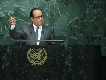 El presidente de Francia, François Hollande, en la Asamblea general de la ONU El presidente de Francia, François Hollande, en la Asamblea general de la ONU