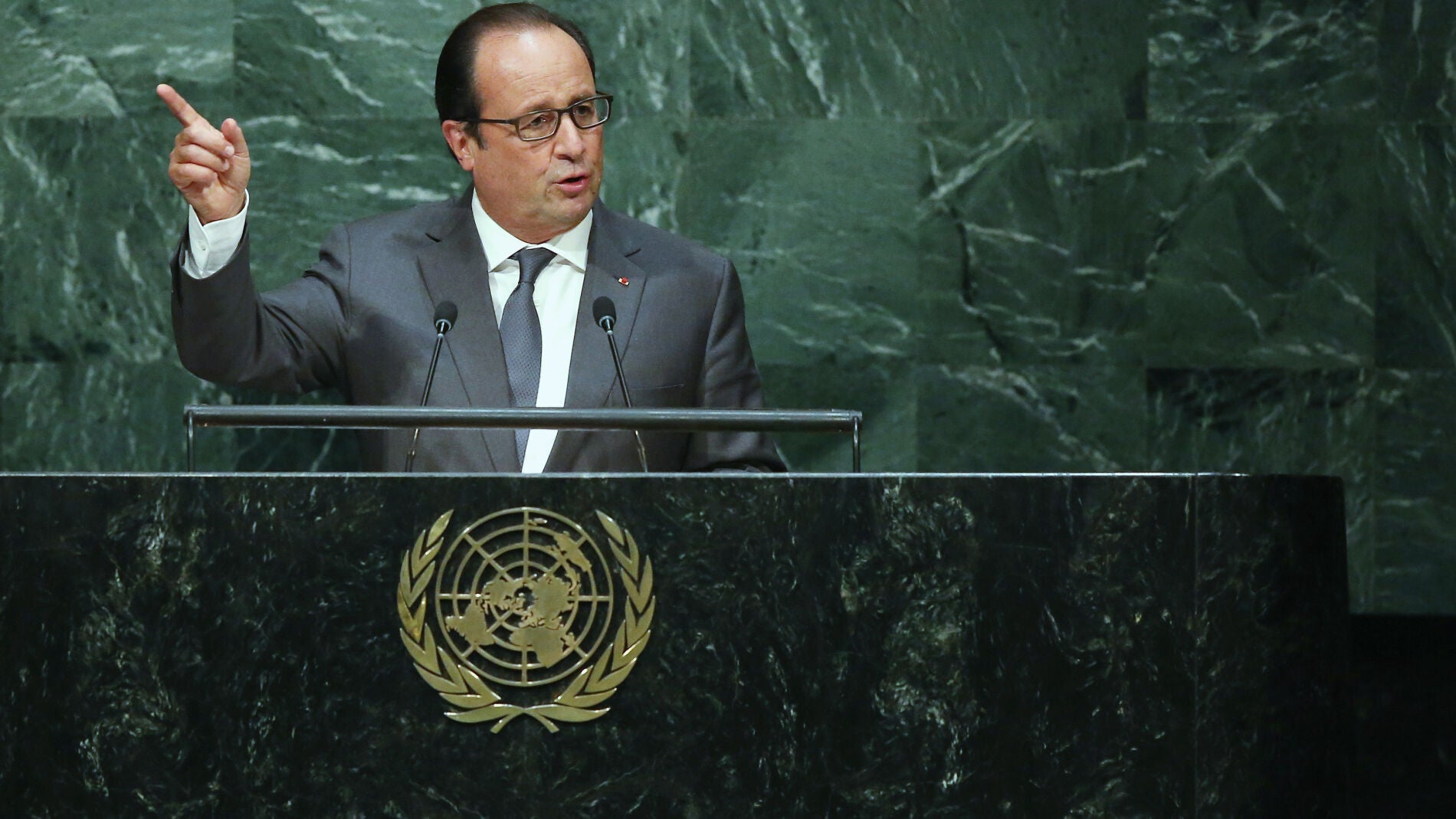 El presidente de Francia, Fran&ccedil;ois Hollande, en la Asamblea general de la ONU