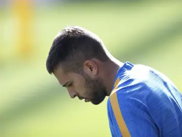 Jordi Alba durante un entrenamiento Jordi Alba durante un entrenamiento
