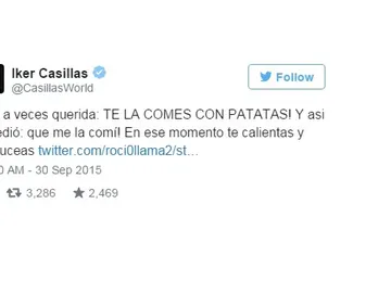 Iker Casillas en Twitter: "Me la comí con patatas" Iker Casillas en Twitter: "Me la comí con patatas"