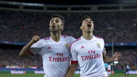Gaitán celebra su gol contra el Atlético de Madrid Gaitán celebra su gol contra el Atlético de Madrid