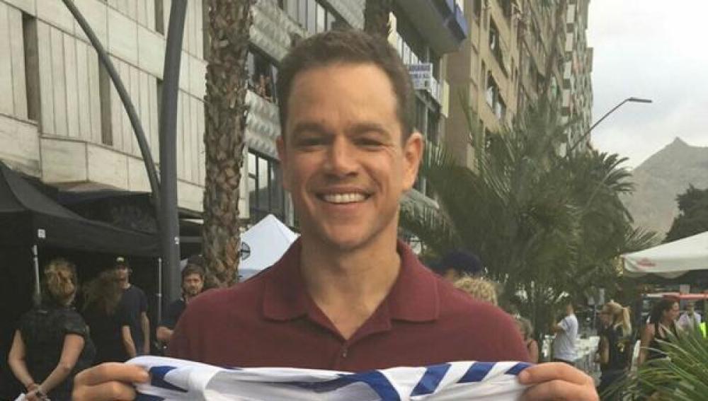 Matt Damon, con la camiseta del Tenerife