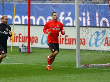 Koke, durante el entrenamiento del Atlético de Madrid