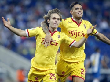 Halilovic celebra un gol con el Sporting