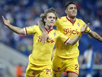 Halilovic celebra un gol con el Sporting Halilovic celebra un gol con el Sporting