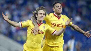 Halilovic celebra un gol con el Sporting