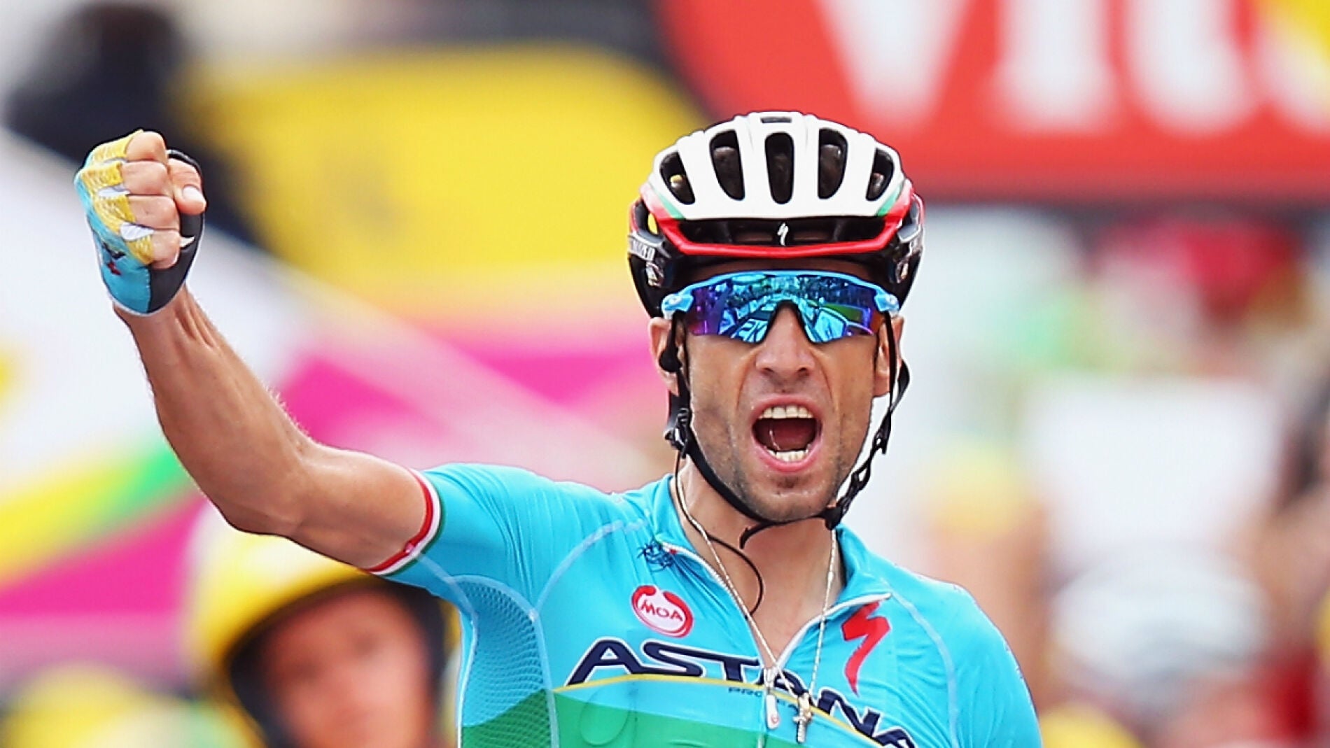 Nibali festeja una victoria