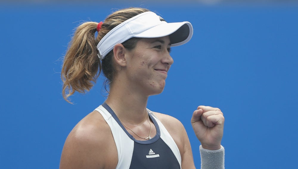 Garbiñe Muguruza celebra su triunfo sobre Falconi