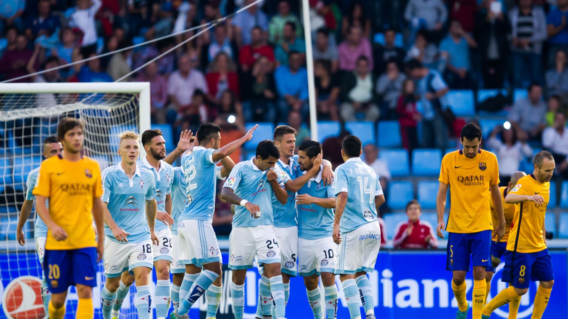 Nolito celebra un gol frente al F.C Barcelona