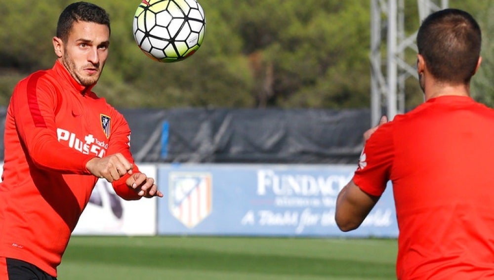 Koke, en el entrenamiento en Majadahonda
