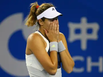 Garbiñe Muguruza, emocionada tras su victoria Garbiñe Muguruza, emocionada tras su victoria