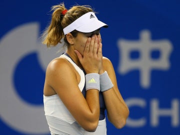 Muguruza se lamenta durante el Abierto de China