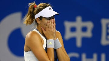 Muguruza se lamenta durante el Abierto de China