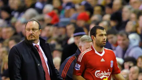 Mascherano y Benítez, en su época en el Liverpool Mascherano y Benítez, en su época en el Liverpool