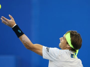 David Ferrer saca una bola