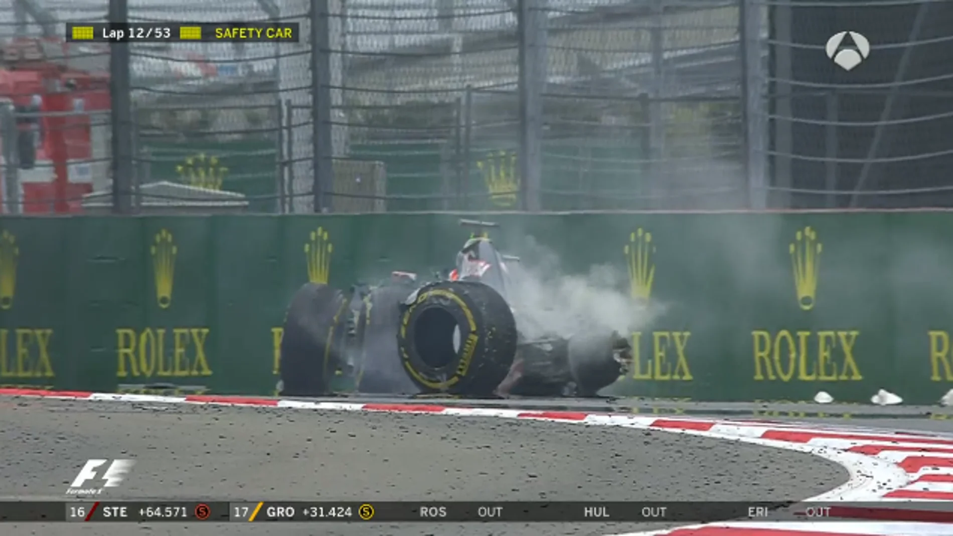 Imagen del accidente de Romain Grosjean en el GP de Rusia