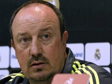 Rafa Benítez, en rueda de prensa con el Real Madrid