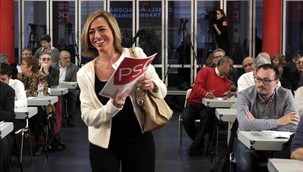 Carme Chacón durante la presentación de las listas del PSC