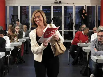 Carme Chacón durante la presentación de las listas del PSC Carme Chacón durante la presentación de las listas del PSC