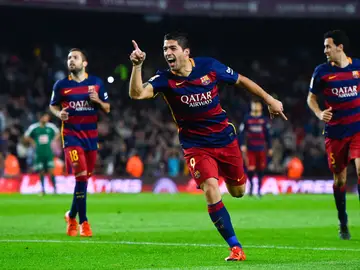 Luis Suárez celebra uno de sus goles ante el Eibar Luis Suárez celebra uno de sus goles ante el Eibar