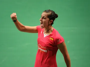 Carolina Marín celebrando un punto Carolina Marín celebrando un punto