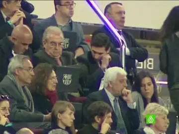 Leo Messi, en la grada del Camp Nou Leo Messi, en la grada del Camp Nou