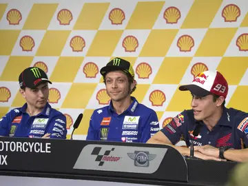 Jorge Lorenzo, Valentino Rossi y Marc Márquez Jorge Lorenzo, Valentino Rossi y Marc Márquez