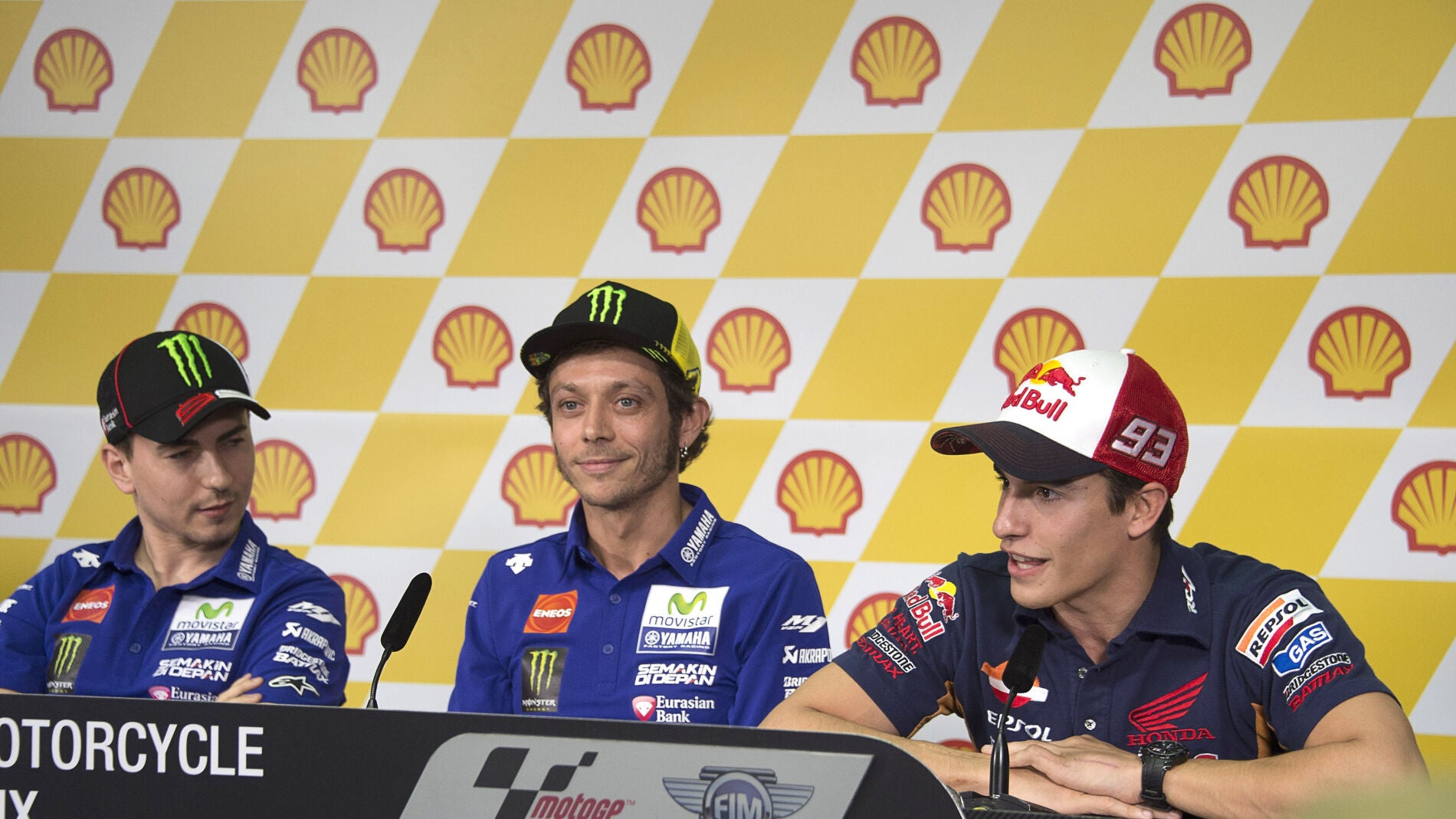 Jorge Lorenzo, Valentino Rossi y Marc M&aacute;rquez