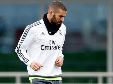 Karim Benzema durante un entrenamiento Karim Benzema durante un entrenamiento