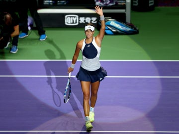 Garbiñe Muguruza celebra su victoria contra Kvitova